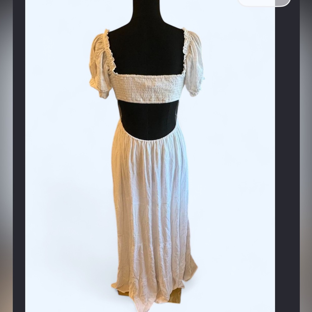 White Puff Sleeve Maxi Dress - Feminine Summer Dress - Picture 4 of 6